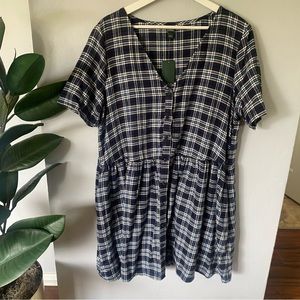 NWT Plaid Babydoll Dress